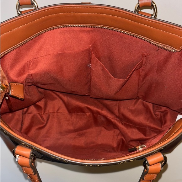 Adrienne Vittadini Brown Tote Bag with Monogram Design - Picture 2 of 3